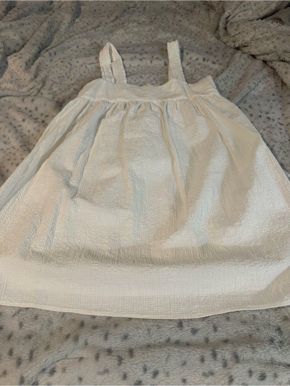 Zara White Textured Babydoll Dress